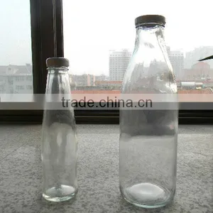 250ml Clear Glass Milk Bottle With Metal Lid thumbnail-1