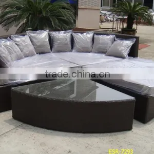 Rattan Wicker Sofa Set Table Ottoman thumbnail-1