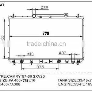 Aluminum Radiator for TOYOTA CAMRY 1909 OEM No.1640003152 A/T Double Cell thumbnail-1