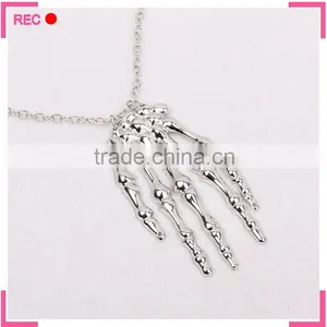 Custom Logo Necklaces Skeleton Hand Pendant, Imitate Silver Chain New Model Necklace thumbnail-4