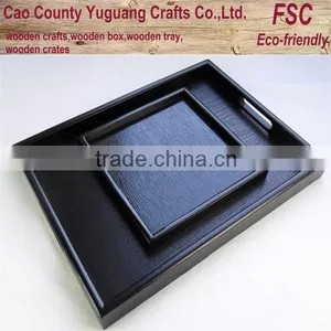 Black Rectangle Serving Wooden Tray Sets thumbnail-1