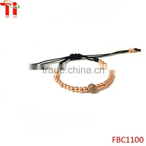 New Arrival BALLS DIAMOND MACRAME 18KT Rose Gold Beads Bracelet thumbnail-3