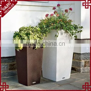 Resin Rattan Woven Indoor Decorative Tall Japanese Planters thumbnail-1