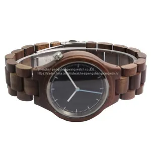Fashion Walnut Wood Watches All Wood Band Woden Clock thumbnail-5