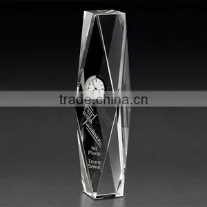 2016 Diamond Cut Crystal With Silver Clock,souvenir Crystal Table Clock,business Crystal Gift thumbnail-1