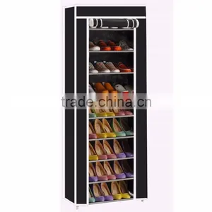 10 TIER CANVAS FABRIC SHOES RACK SHOE STORAGE CABINET RAIL ORGANISER ZIPPER STAND thumbnail-5