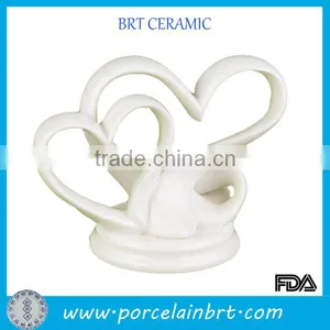 Double Hearts White Porcelain Cake Topper for Weeding thumbnail-1
