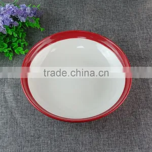 High Quality Cheap Colorful Round Porcelain Baking Pan Dish,yellow and Red and Blue thumbnail-4