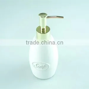 Ceramic Bathroom Vanity Set 2 /lotion Dispenser & Tumbler, Gold Dispenser thumbnail-4
