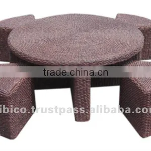 Round Stool Table New Style 2012/ Water Hyacinth Table Sets thumbnail-1