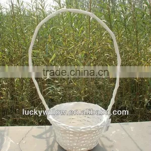 Driect Supplier White Wicker Flower Basket With High Handle thumbnail-1