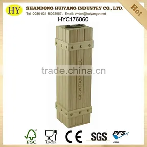 Wholesale Natural Unfinished Custom Pine Wood Single Bottle Wine Packaging Box With Hinge and Metal Handle thumbnail-1