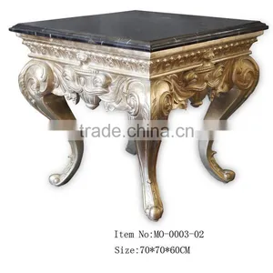 MO-0003-02 Antique Furniture Small Side Table With Marble thumbnail-1