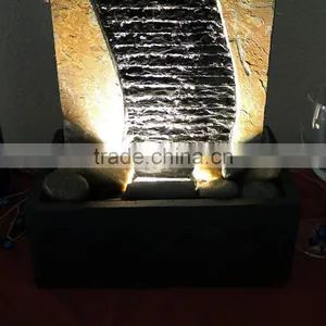 Bending Slate Tabletop Water Fountain With LED Light thumbnail-4