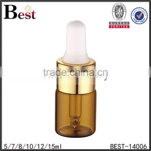 Cosmetic 5ml 10ml 12ml 15ml Amber Empty Essential Oil Bottle Perfume Glass Golden Aluminum Dropper Perfume Glass Bottle Factory thumbnail-1