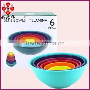 Wholesale Colorful 6 in 1 Set Melamine A5 Food Grade Salad Bowls thumbnail-1