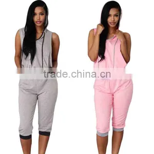 Woman Sweat Suits Set Two Piece Set Female Knitting Custom Yoga Pants thumbnail-1