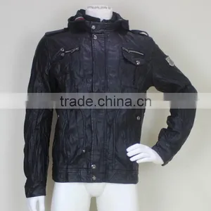 Genuine Men Hooded Leather Jacket thumbnail-1