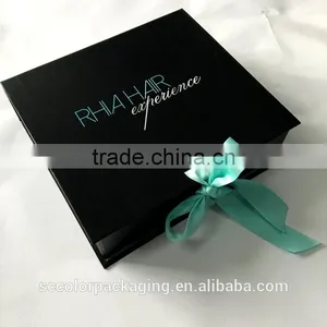 Beautiful Ribbon Gift Foldable Box Customer Design For Luxury Hair Extension Bundles thumbnail-1
