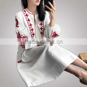 Ladies Branded 2017 Newest Fancy Summer Linen Woman Dress With Sgs Certifaction thumbnail-3