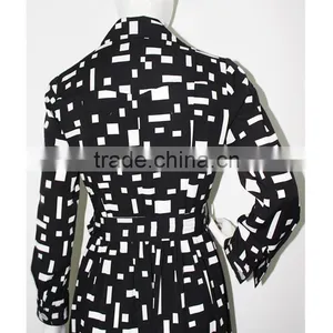 Women Classic Black and White Long Skinny Fancy Life Jacket for Ladies thumbnail-5