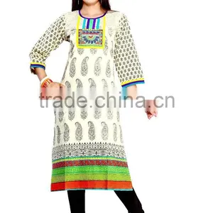 Pure Cotton Glamour Long Kurtis/western Kurti Designs/long Kurti Neck Designs thumbnail-4
