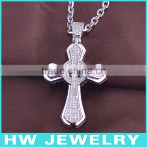 HWMCP1286 Micro Pave Setting Angel Wing Cross Pendant thumbnail-1