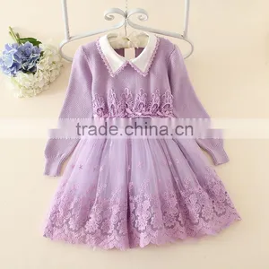 New Design Baby Grils Sweater Lace Dress for Autumn or Winter thumbnail-3