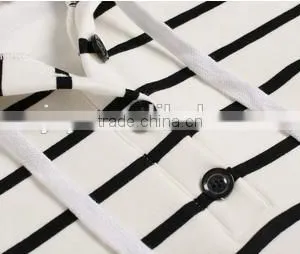 Ladies Women Casual Hooded Long Sleeve Striped Pullover Hoodies With Fleece thumbnail-5