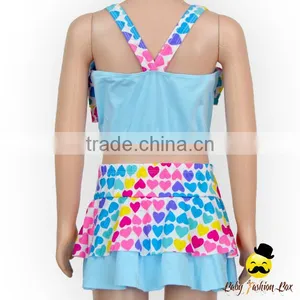 2017 New Design Colorful Ruffle Rainbow Heart Swimwear Halter Wrap Chest Top Clothes thumbnail-5