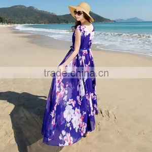 Z&M Maxi Beach Dress Ladis Maxi Dress Floral Maxi Dress Sleeveless thumbnail-3