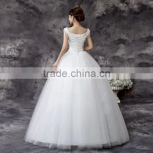 2016 New Women White Wedding Dress Sleeveless Beaded Wholesale OEM thumbnail-3