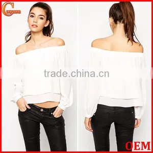 Cold Shoulder Design Long Sleeves Lady Blouse Fashion New Blouse 2015 thumbnail-1