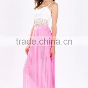 2015 Hot Sale Pleated Skirts Design Elegant Long Maxi Skirt for Women thumbnail-5