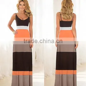 Walson Hot Sell Women Summer Dress Cotton Spaghetti Strap Slip Tube Slit Dress 2016 Summer Maxi Dress thumbnail-2