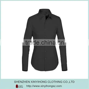 Classical Black Color Cotton Stretch Fitness Fashion Womens Shirts thumbnail-1
