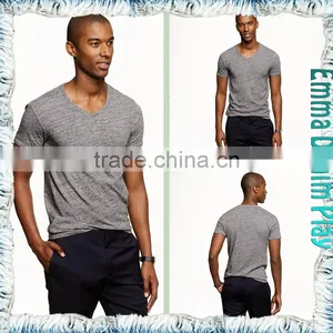 New Style Mens Best Organic Grey Cotton Muscle Fit V Neck T-Shirts Tops Apparel Suppliers thumbnail-4