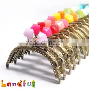 12.5cm 5 Inch Bronze Round Candy Diamond Kiss Lock Metal Handbag Frame thumbnail-1