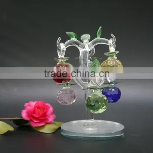 High Quality Faceted Crystal Apple Tree With Metal Leaf Crafts thumbnail-5