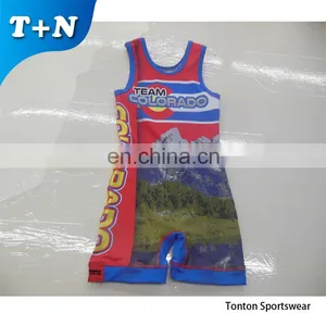 Cool Sublimated China Wrestling Singlets thumbnail-1