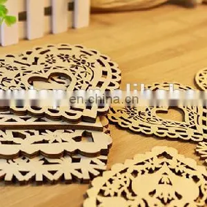 New Arrival Heart Design Hollow Out Cork Coaster Wooden Craft Home Decorations thumbnail-2