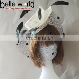 2014 Sinamay Fascinator White Hat Headband Bridal Church Derby Cocktail thumbnail-1