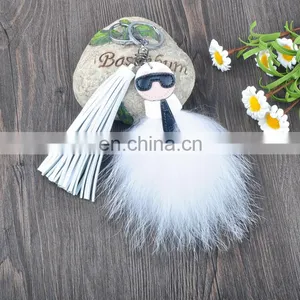 Double Faced Car Keychain Fox Fur Ball Bag Pendant thumbnail-2