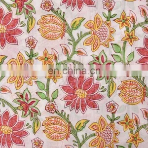 Indian Latest Floral Fabric Wholesaler Hand Block Printed Designer Sanganeri Cotton Running thumbnail-4