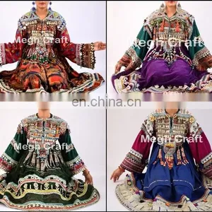 Vintage Traditional Kuchi Dress - Gypsy Afghani Tassel Dress - Kuchi Indian Traditional With Tassel Dress thumbnail-1