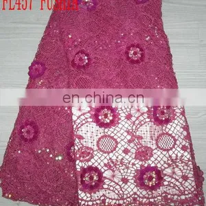 High Quality African French Lace/organza Lace/sequin Lace (FL457) thumbnail-2