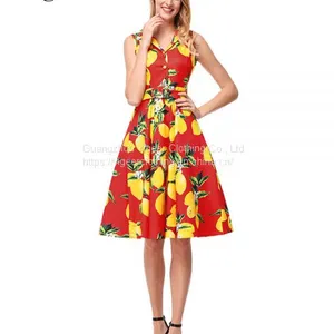 Vintage Sleeveless Printed Floral A-line Midi Dress thumbnail-3