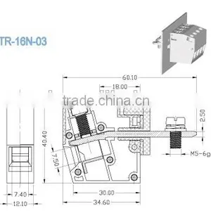 Termin Block Pitch 12.1mm Through Panel Terminal Blocks Bulkhead Connectors 600V 85A 2P-24P thumbnail-2