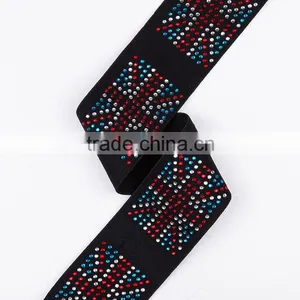 Custom Brand Names Golden Wide Black Textile Elastic Band thumbnail-4