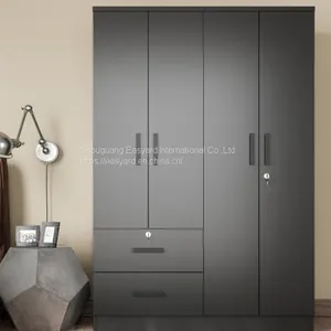 Bedroom Decor Mounted Four Door Built-in Armoire Black OEM thumbnail-1